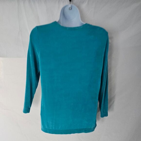 Blue stretch 3/4 sleeve cardigan cottagecore indie blouse - Picture 3 of 4